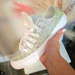 Bling LOW TOP ALL WHITE Shoes Pink Size 5.5 Photo 5