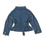 Drop Shoulder Denim Jacket Coat Trench Cardigan Blouse Loose Slim Waist Blue Photo 6
