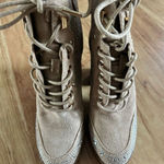 Michael Kors tan chunky heel sparkly boots leather suede size 6M New combat Photo 0