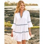 Tommy Bahama  Embroidered Tiered Cotton Cover-Up Dress in White Size X-Small Photo 1