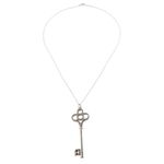 Tiffany & Co. Large Crown Key Pendant Necklace Sterling Silver 925 24” Retired Photo 4