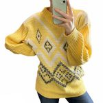 Vintage Retro Fair Isle Yellow Oversized Sweater Size M Photo 0
