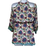 Nanette Lepore Rosarito Cold Shoulder Tunic Cover Up DIY Pompoms EUC XS Photo 5