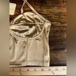 Free People  Top Womens Medium Latte Casino Royal Brami Crop Smocked Back Y2K NEW Photo 9