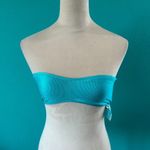 Aerie NWT  Shine Rib Bandeau Bikini Top Barbados Blue Swimsuit Beach Surf Size S Photo 2