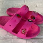 Crocs Classic Sandals Womens 7 Men 5 Pink Charms Two Double Strap Bright Comfort Photo 1