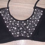 Xhilaration  black padded pearl beaded sequined halter swim suit top Photo 3