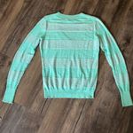 EXPRESS Mint Green Sparkle Glitter Striped V-Neck Sweater Photo 7