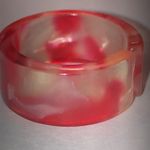 Size 7.5 Retro Red Clear Shimmer Swirl Boho Band Ring Photo 7