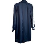 Belle Vere Navy Blue Belted Trench Coat Jacket Unique Sleeves Satin Feel Sz S Photo 7
