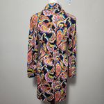 Tracy Negoshian Navy Orange Paisley Collared Long Sleeve Dress Size Medium Photo 4