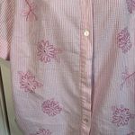 Bonworth Vintage Bon Worth Womens 2pc Capri Set Pink White Strip Embroidery Flowers LP Photo 2