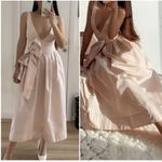 ZARA VOLUMINOUS MIDI DRESS WITH BOW BELT PINK Photo 6