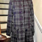 BB Dakota Muted Purple Tartan Plaid Single Breasted Long Wool Coat Sz M Photo 1