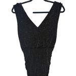 Alice + Olivia  Slinky Ruched Shimmer Dress Sparkle Black Gold Size Small Photo 2