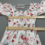 S. Deer Midi Dress Womens M White Floral Print Puff Sleeve Square Neck NWT Red Size M Photo 2