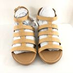 City Classified Womens Sandals Strappy Faux Leather Block Heel Beige Size 10 Tan Photo 1