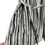 Andy Warhol Striped Cotton Kimono Robe Belted Black White Yellow Pockets Small Gray Photo 2