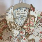 Jones New York Sport Cotton Multicolor Floral Cap Sleeve Button Shirt Blouse Top Photo 1