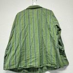 Ishyu Button Blouse 2X Green Teal Striped 100% Cotton Grannycore Work Lagenlook Size XXL Photo 4