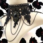 Gothic Retro Black Lace Lolita Necklace Pendant‎ Vampire Chain Lace Necklace Photo 5