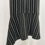 Who What Wear Asymmetrical Ruffled Hem Striped Dress Black White Size Large Photo 11