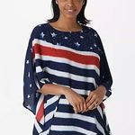 Quacker Factory Scarf Top Womens 2X Caftan Poncho Patriotic Flag Americana QVC Red Photo 0