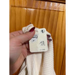 Free People New Intimately Cream Waffle Knit Long Sleeve Bodysuit Snap Closure Photo 5