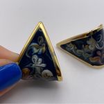 Vintage Multicolor Enamel Gold Tone
Triangle Shape Post Earrings Photo 5