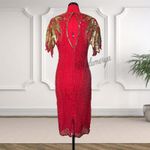 Vintage Sean 1980’s Art Deco Sequined Beaded 100% Silk Cocktail Dress Size L Red Size L Photo 2