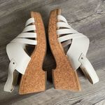 Elegant White Cork Wedge Sandals Size 11 Photo 3