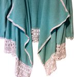 Liz Claiborne New York Open Cardigan Drapery Crochet Trim SZ XL Boho Cottage Green Photo 3