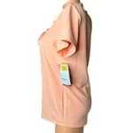 Lady Hagen  Peach Ruffled Shirt Womens M Hydro-Dri Golf Short Sleeve Button UPF Photo 5