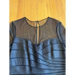 Victor Costa Blouse Womens 4 Black Sheer Mesh Long Sleeve Side Zip Evening Party Photo 1