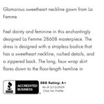 La Femme Sweetheart Thigh High Slit Satin Strapless Formal Prom Gown Size 6 Navy Photo 5