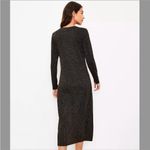 Loft Shimmering Metallic Black Long Sleeve Sweater Dress MIDI Body Con Shimmer Photo 1
