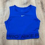 Nike  PRO | Women's Dri-FIT Royal Blue Crop Athletic Tank Top Photo 2
