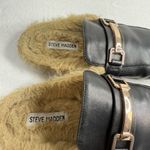 Steve Madden Black Leather Mules with Tan Fur Lining Photo 7