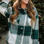 Avec Les Filles  Green and White Plaid Long Sleeve Shirt Jacket Size XS Photo 0