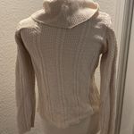 Croft & Barrow Long Sleeve Cowl Neck Cable Knit Cream Sweater EUC Sz M Cotton Photo 3