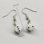 dice earrings Black White plastic Vegas casino dangle earrings 1.9” long cube Photo 1