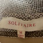 Solitaire Cream Faux Suede Snakeskin 3/4 Sleeve Open Front Cardigan Jacket Sz M Photo 3