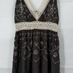 Mlle Gabrielle  Y2K Embroidered Mini Dress Women L Brown Romantic Cottagecore Photo 0