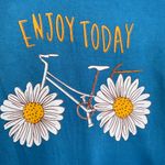 Blue Graphic Sweatshirt with Daisy Bicycle Design “Enjoy Today” XL Photo 2