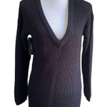 NWT Lulus Long Sleeve Knee Length Knit Sweater Dress Black Size XS Photo 0