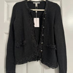 autumn cashmere NWT-  Fringe Trimmed Chunky Jacket Photo 0