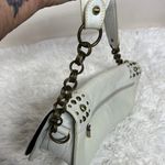 White Studded Hobo Bag with Gold Accents Photo 4
