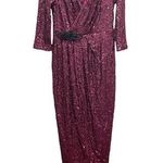 Jessica Simpson purple formal sequin wrap gown tulip skirt beaded waist size 4 Photo 0
