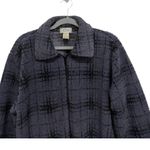 Jennifer Moore  Vintage Plaid Fleece Full Zip Jacket Plush Blue Black size Medium Photo 1