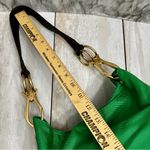 Vibrant Green Nylon Hobo Shoulder Bag Black Strap Gold Hardware Tote Bold Bright Photo 8